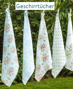 Geschirrtücher als hübsche Küchenaccessoires Hübsche Geschirrtücher bunt, geblümt oder gestreift, mit Motiv